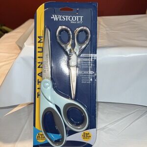 Sewing Scissor Set, Titanium, 8", 5", for Craft, Multicolor, Blue/Floral, 2-Pack